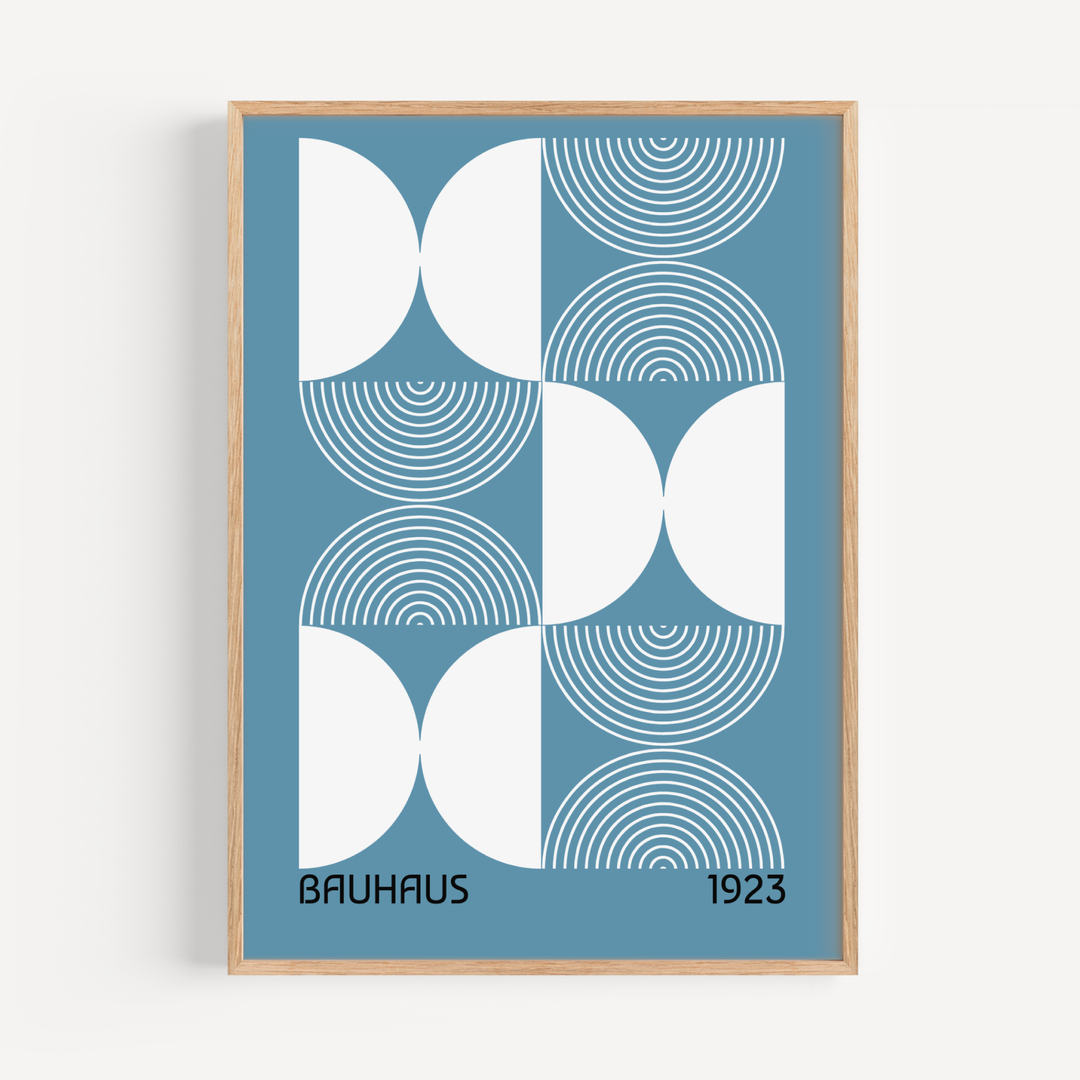 Blue Half Circles - Bauhaus Poster