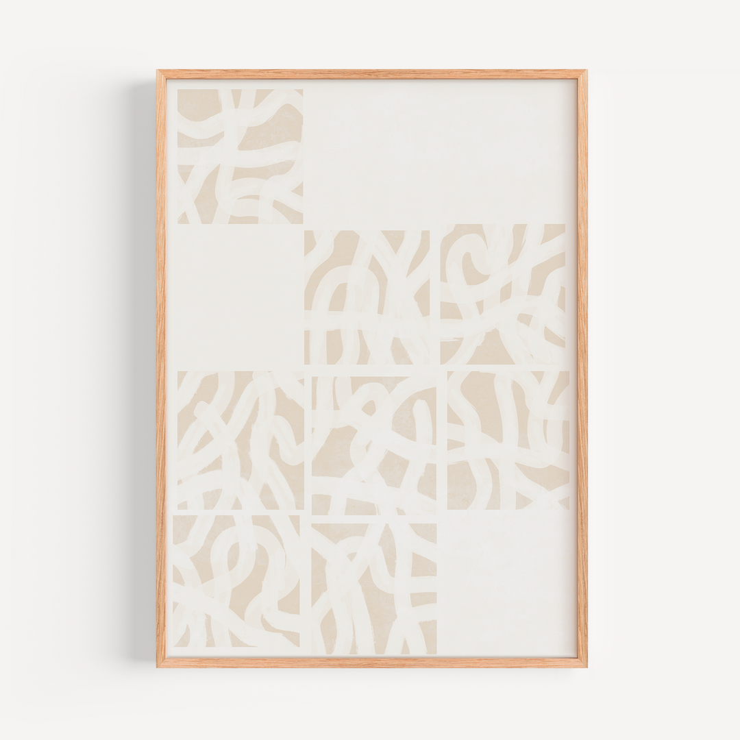 Tiles in Neutral Japandi Poster