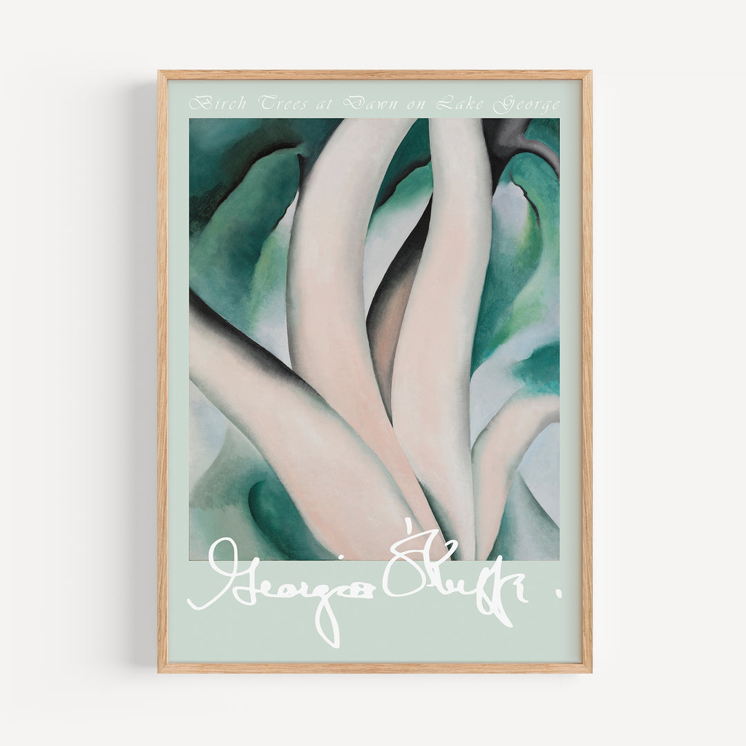 Birch Trees at Dawn on Lake George by Georgia O’Keeffe Poster