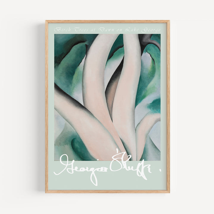 Birch Trees at Dawn on Lake George by Georgia O’Keeffe Poster