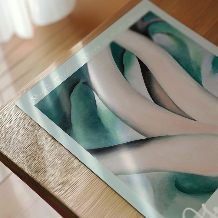 Birch Trees at Dawn on Lake George by Georgia O’Keeffe Poster