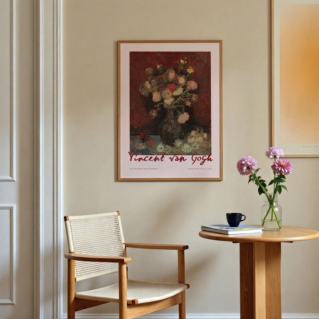 Vase with Chinese Asters and Gladioli Vincent Van Gogh Poster