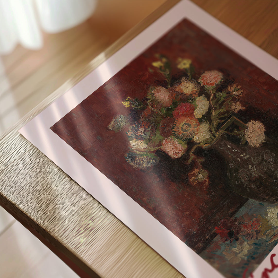 Vase with Chinese Asters and Gladioli Vincent Van Gogh Poster