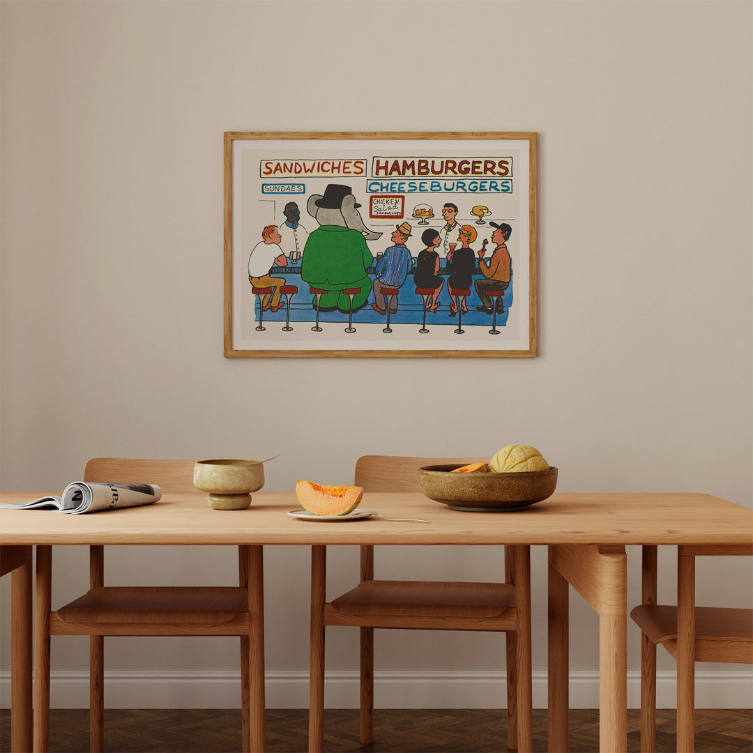 Babar Eating Lunch in America Poster
