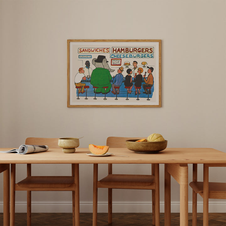 Babar Eating Lunch in America Poster