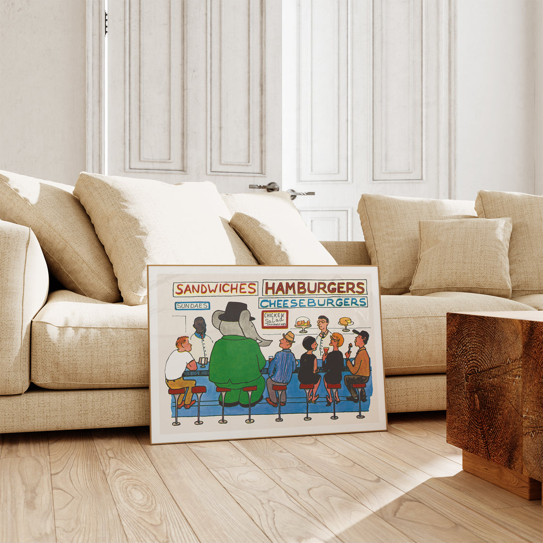 Babar Eating Lunch in America Poster