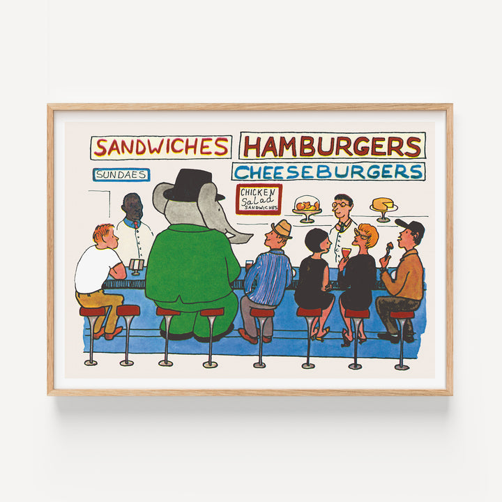 Babar Eating Lunch in America Poster