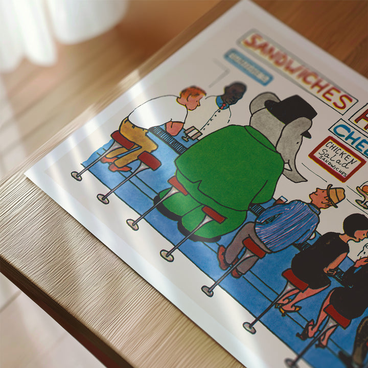 Babar Eating Lunch in America Poster