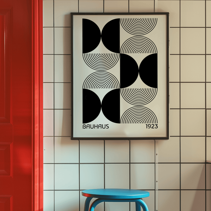 Black Half Circles Reversed Poster - Bauhaus Poster - Poster Room