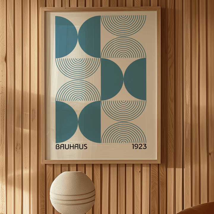 Bauhaus Half Circles in Blue Poster Set of 2 - Poster Room