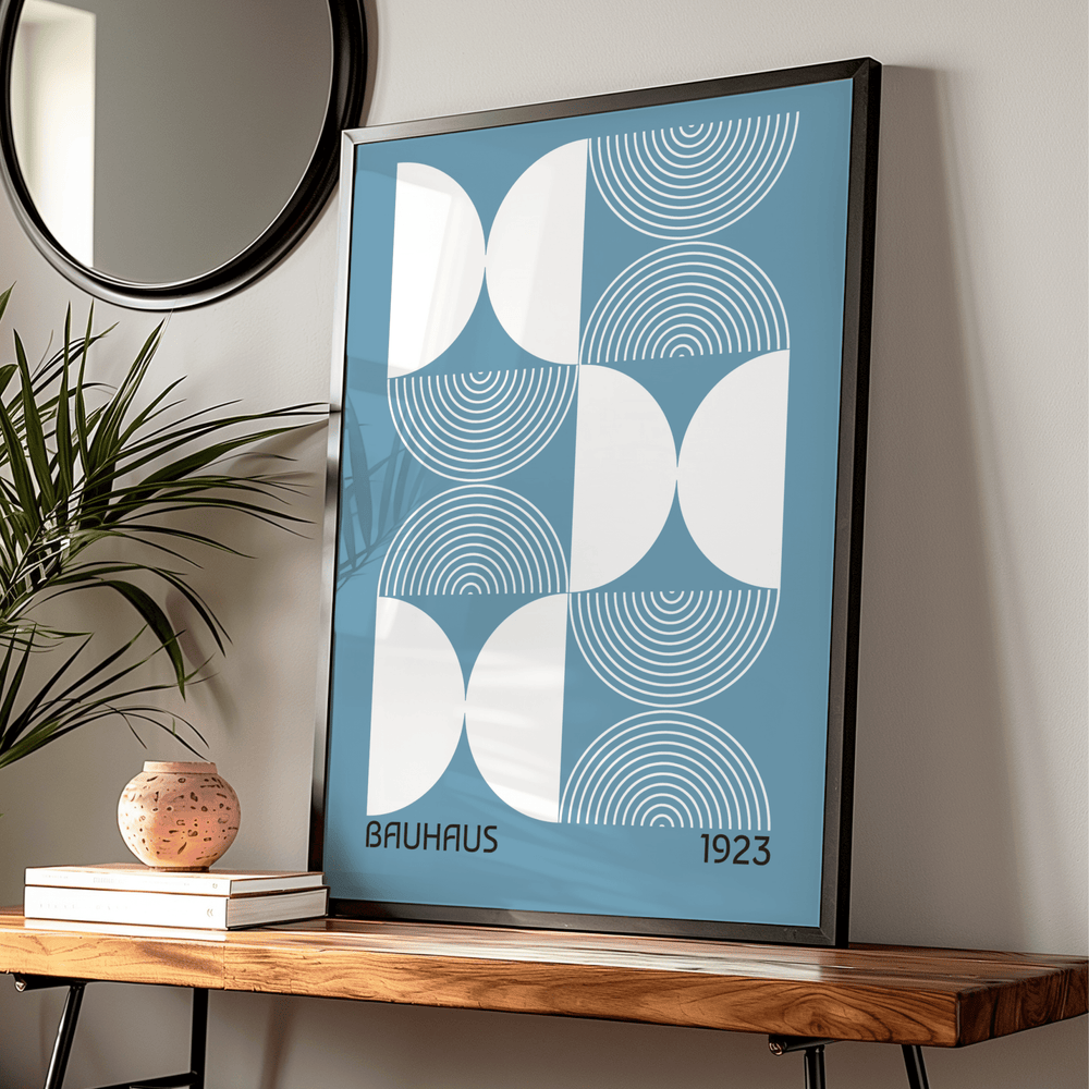 Blue Half Circles - Bauhaus Poster - Poster Room