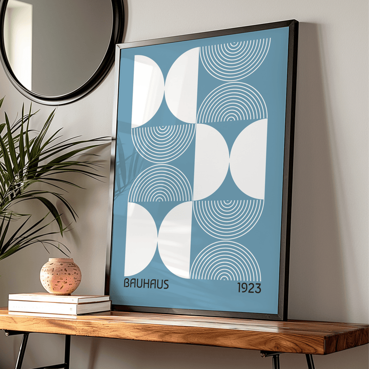 Bauhaus Half Circles in Blue Poster Set of 2 - Poster Room