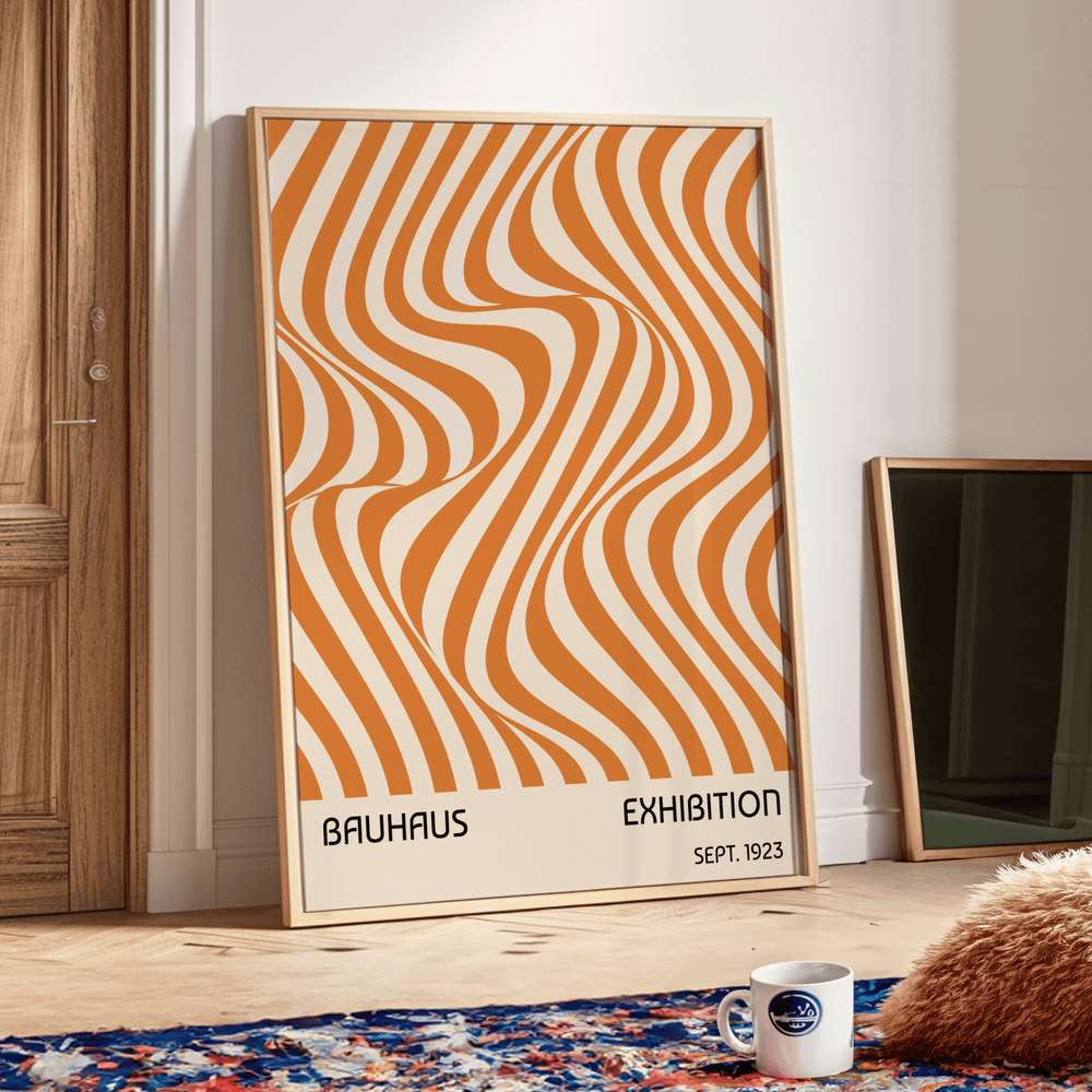 Orange Waves - Bauhaus Poster - Poster Room