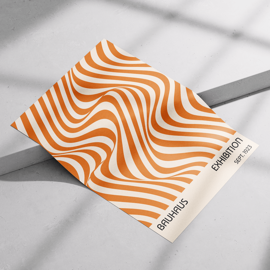 Orange Waves - Bauhaus Poster - Poster Room