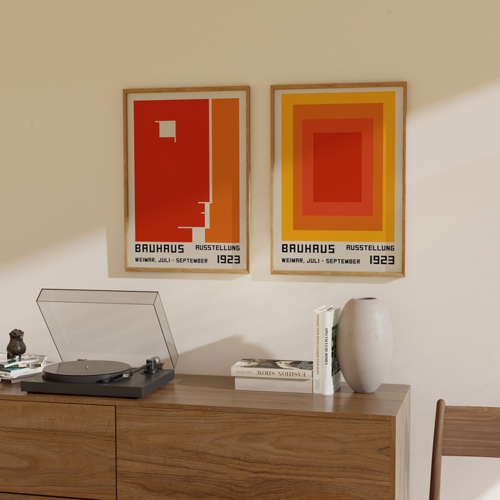 Orange Bauhaus Poster Set of 2