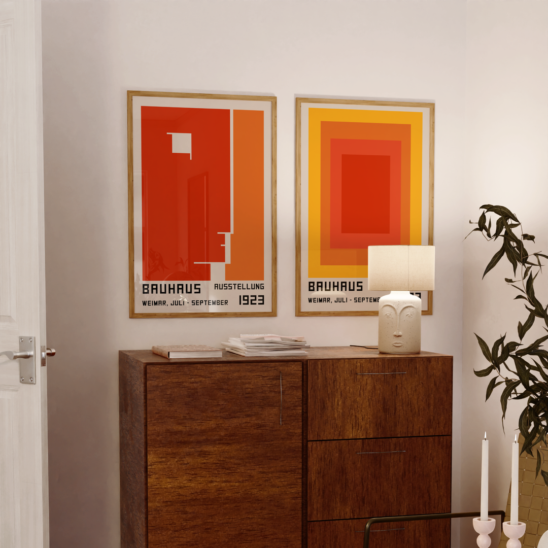 Orange Bauhaus Poster Set of 2