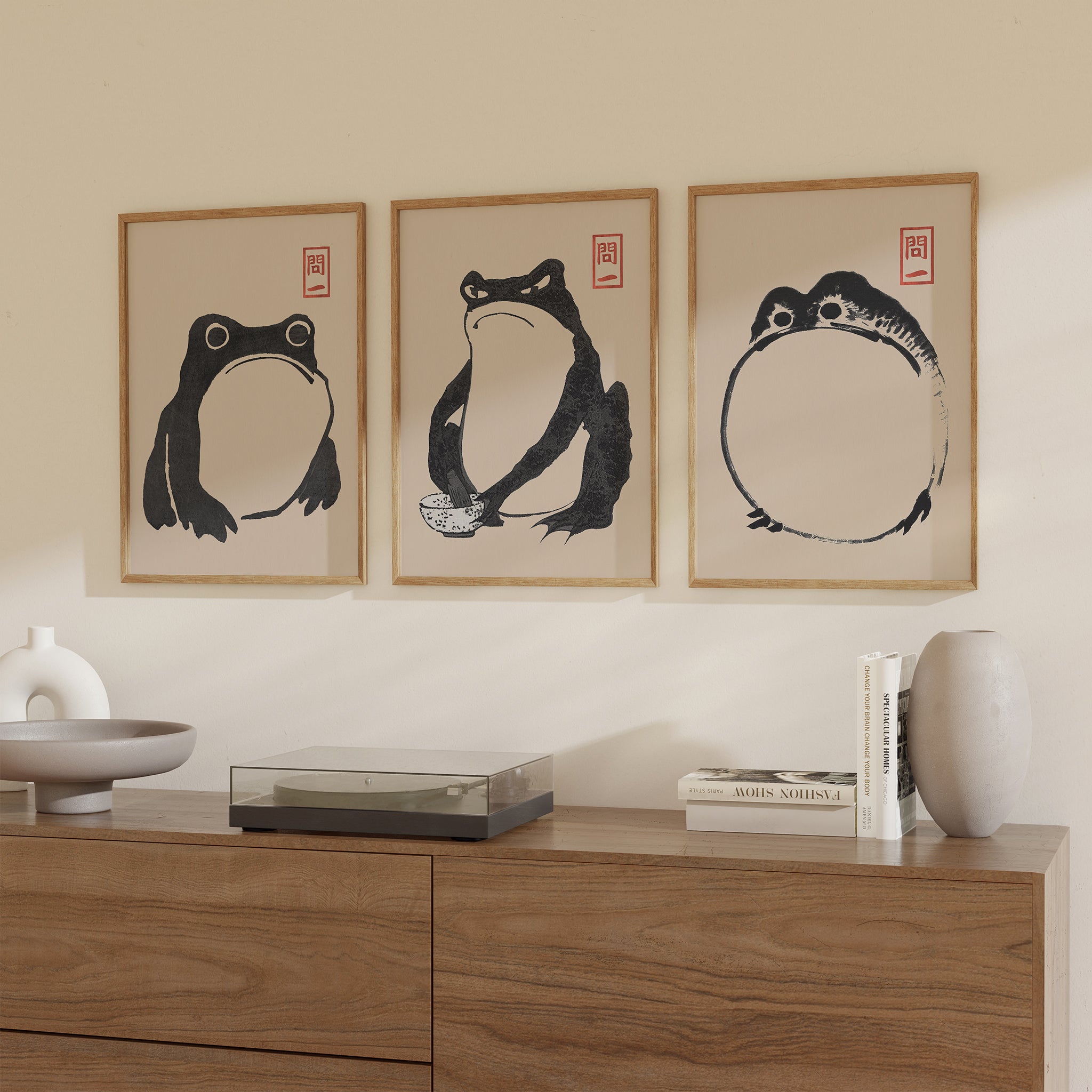 Matsumoto Hoji Frog Poster Set - Japanese Ink Art - Poster Room