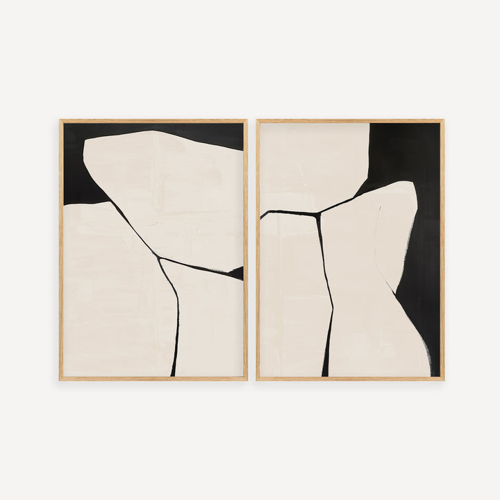 Black and White Abstract Japandi Poster Set