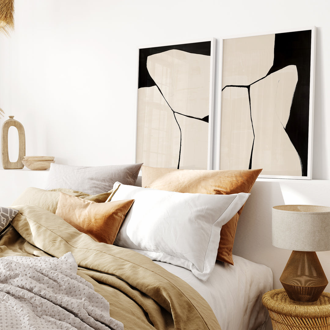 Black and White Abstract Japandi Poster Set