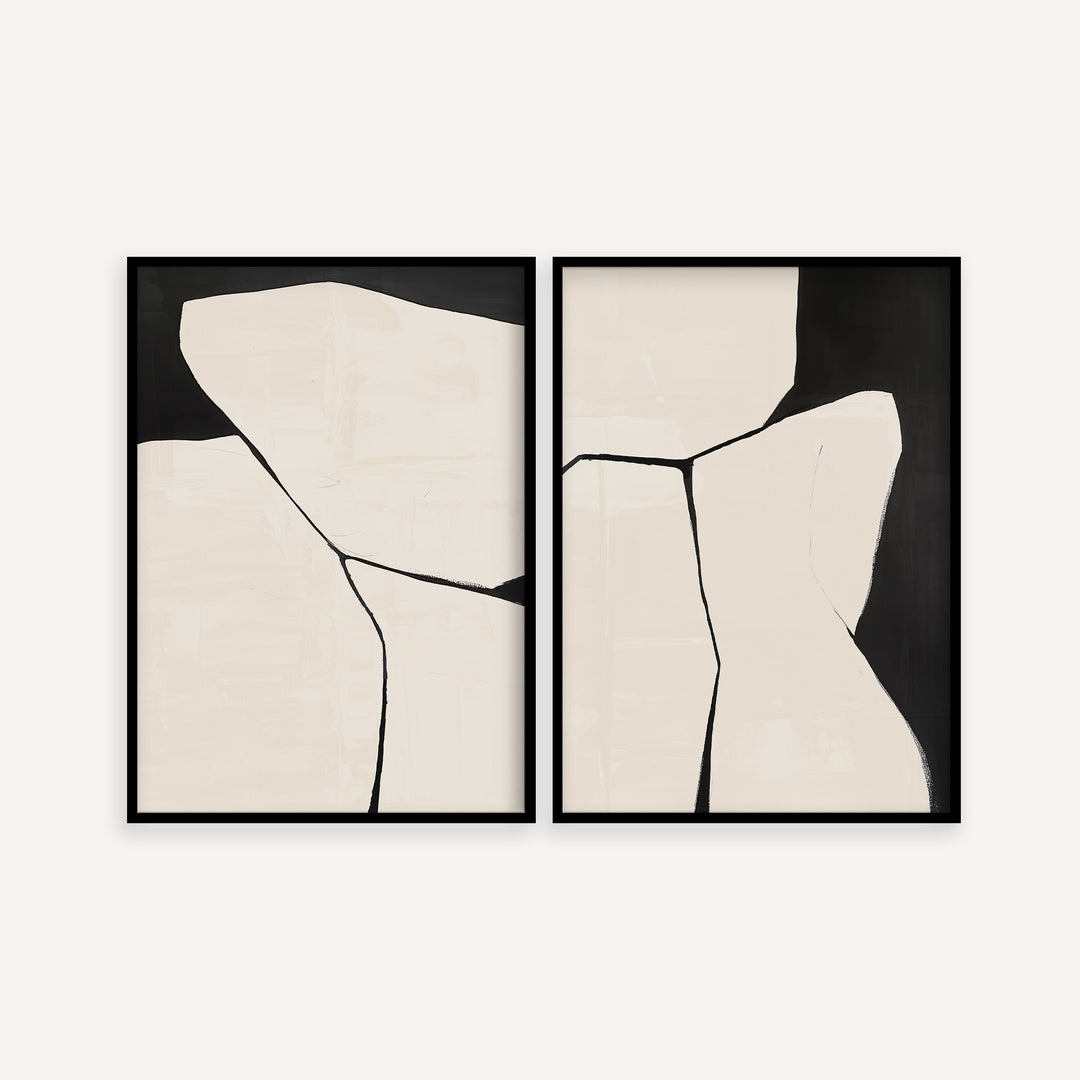 Black and White Abstract Japandi Poster Set