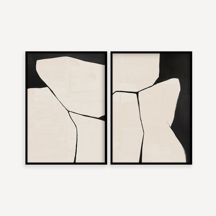 Black and White Abstract Japandi Poster Set