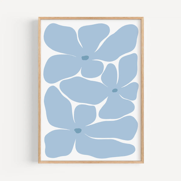Bold Flower in Blue Poster - Matisse Inspired Floral Art - Poster Room