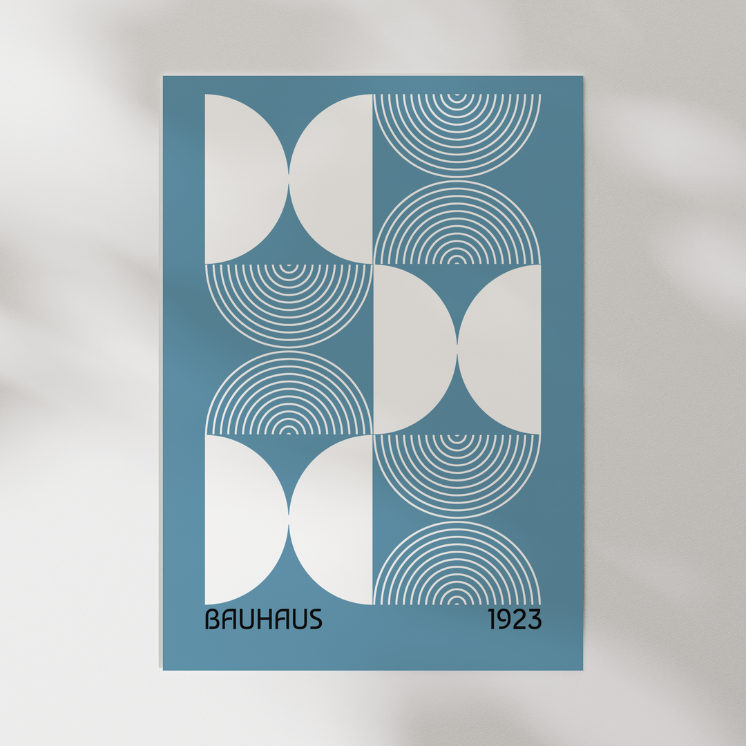 Blue Half Circles - Bauhaus Poster