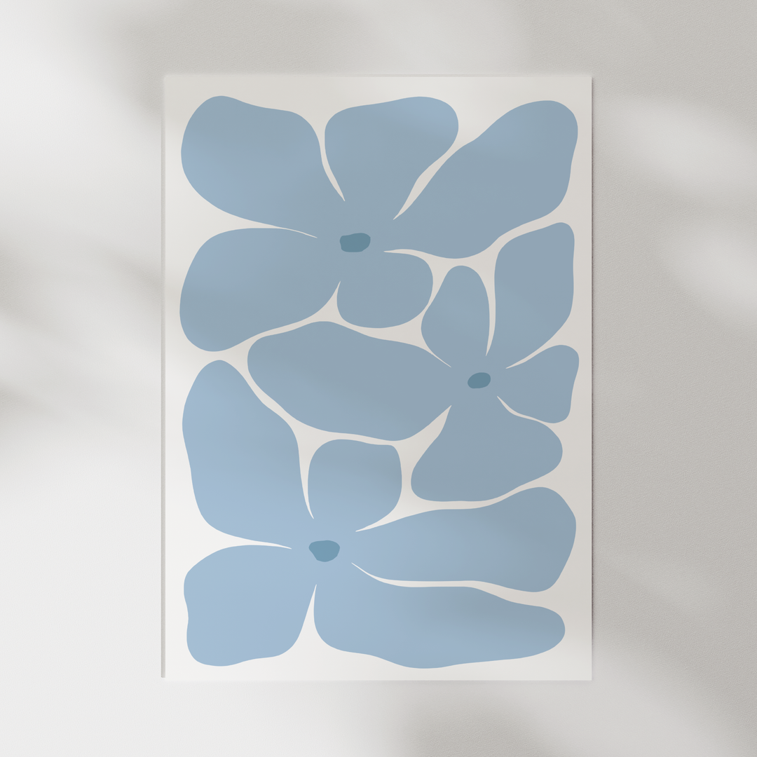 Bold Flower in Blue Poster