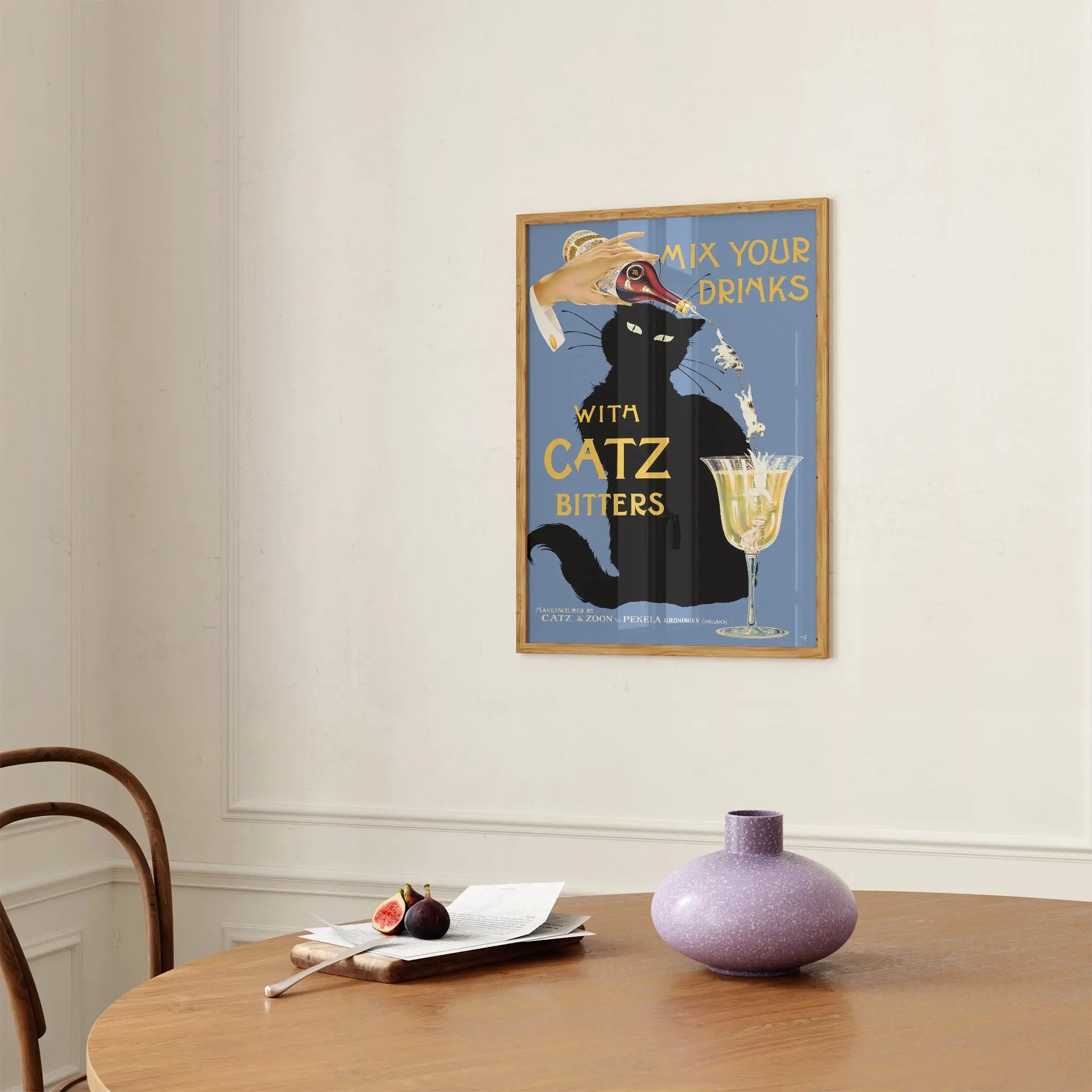 Catz Bitters Vintage Advertisement Poster - Art Deco Cat - Poster Room