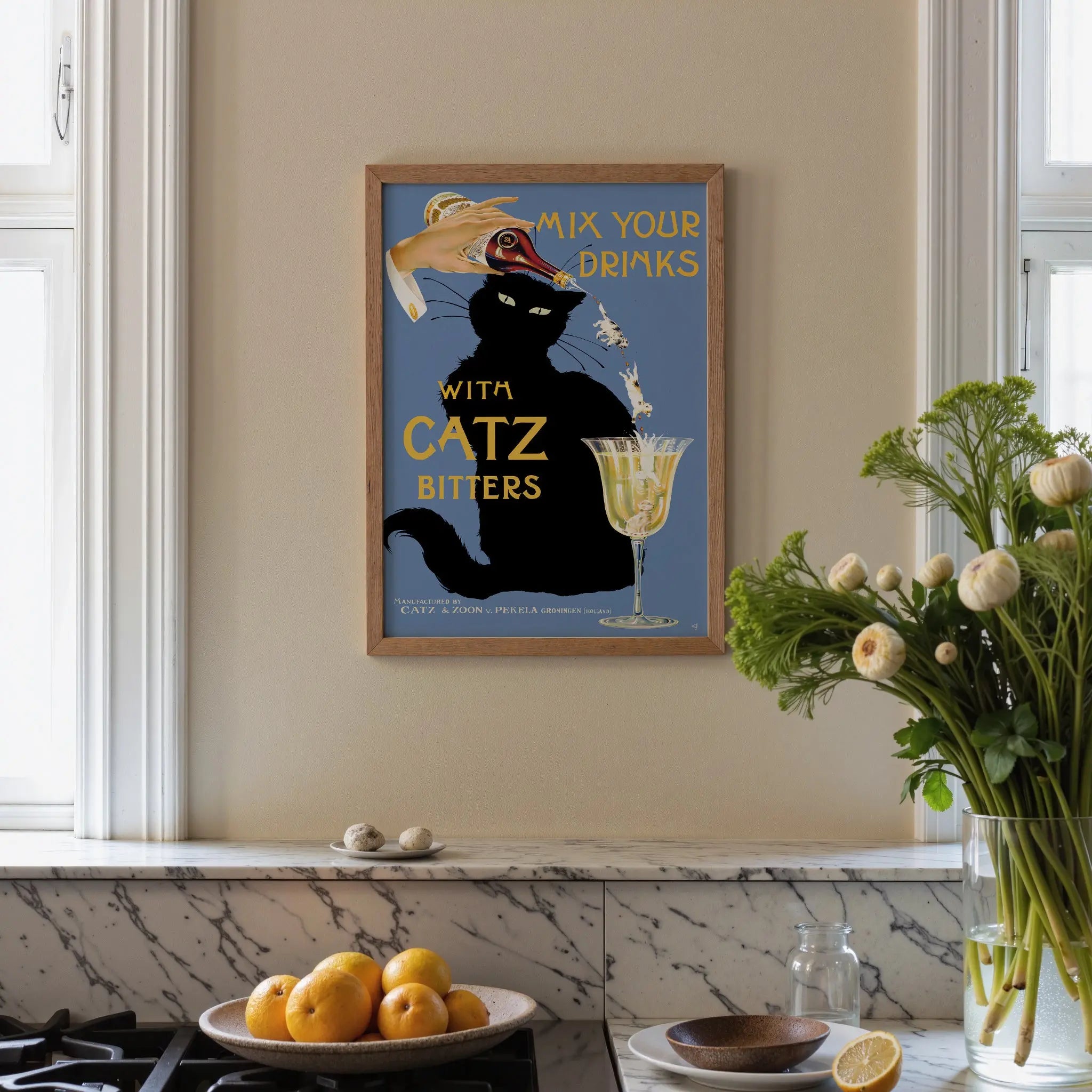 Catz Bitters Vintage Advertisement Poster - Art Deco Cat - Poster Room