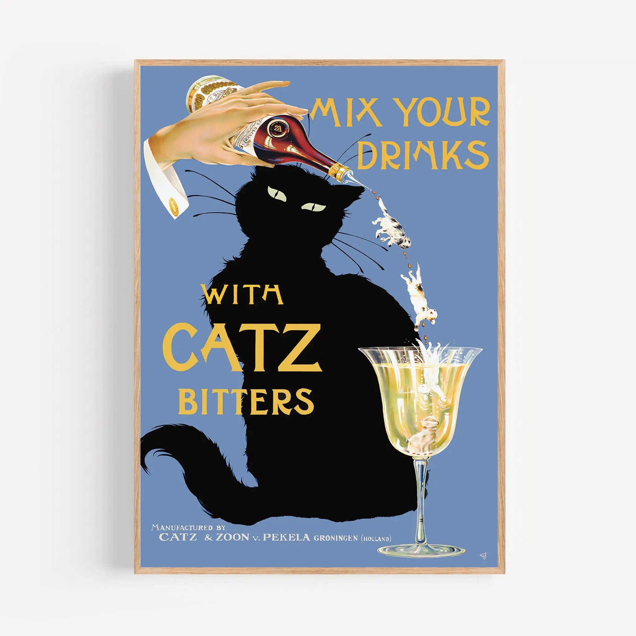 R. CATE アートパネル ポスター Catz Bitters Vintage Advertisement Poster - Art Deco Cat - Poster Room