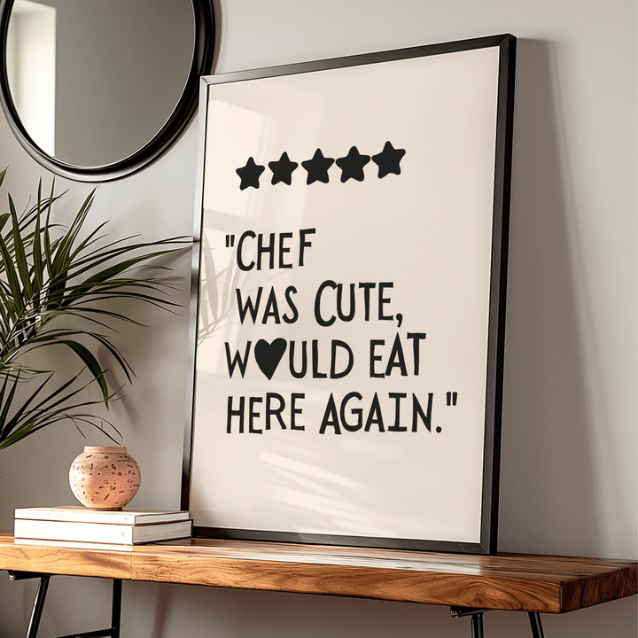 Chef was cute, would eat again in black Poster - Poster Room