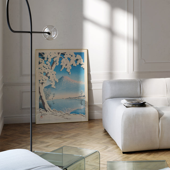 Clearing after a snowfall on Mount Fuji by Hasui Kawase Poster