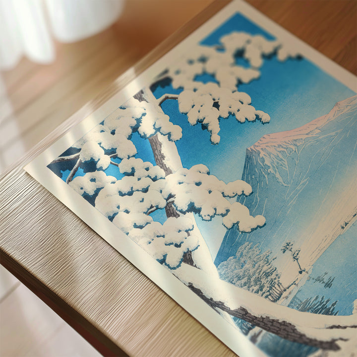 Clearing after a snowfall on Mount Fuji by Hasui Kawase Poster