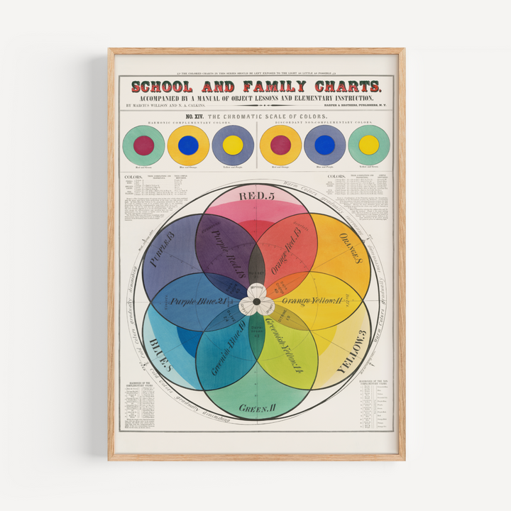 School and Family Charts Colors Vintage Poster