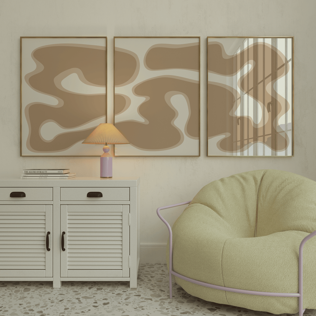 Curves in Beige Poster Set - Poster Room