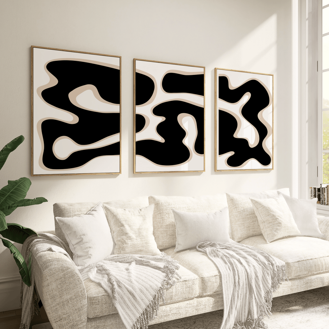 Curves in Black and Beige Poster Set - Poster Room