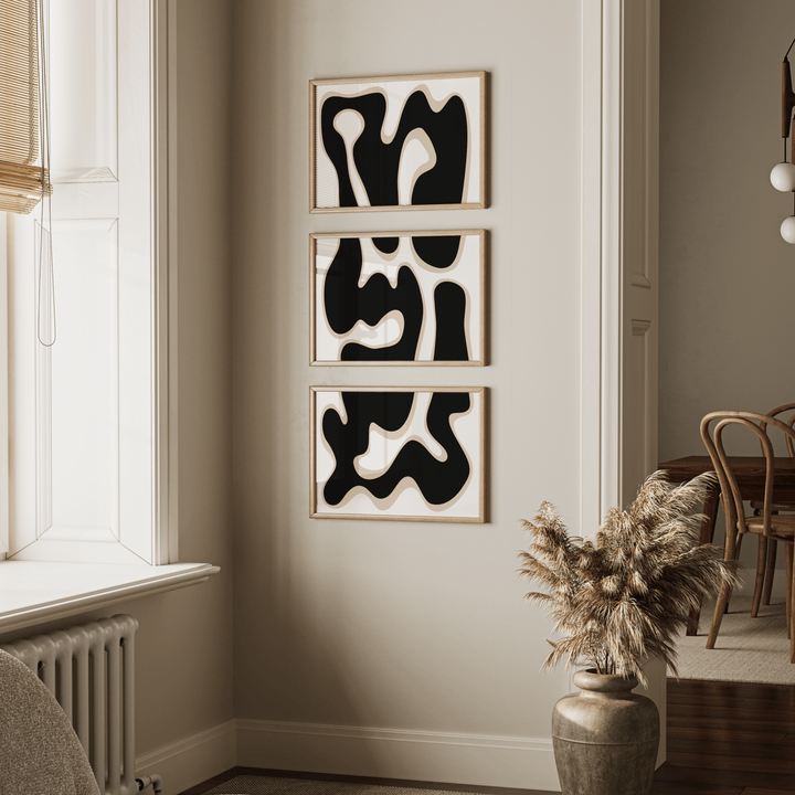 Curves in Black and Beige Poster Set - Poster Room