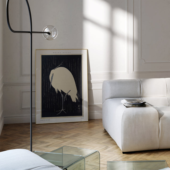 Egret in the Rain by Ohara Koson Poster