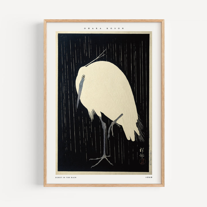 Egret in the Rain by Ohara Koson Poster