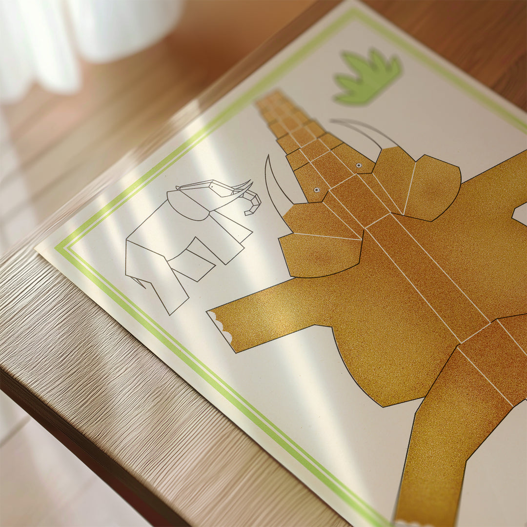 Elephant Origami French Vintage Poster