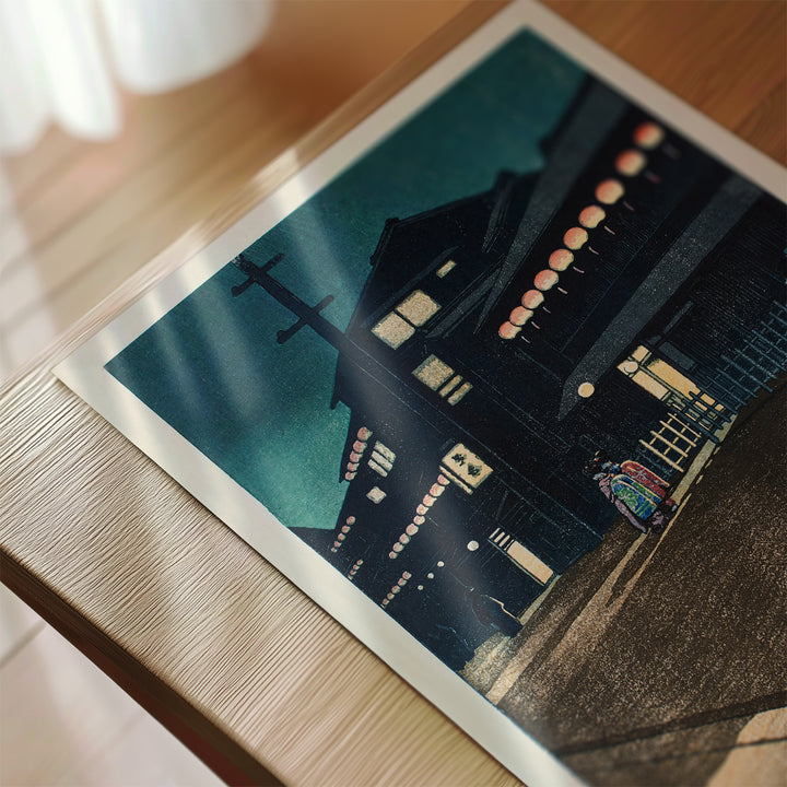 Evening in Soemon-cho, Osaka by Kawase Hasui Poster