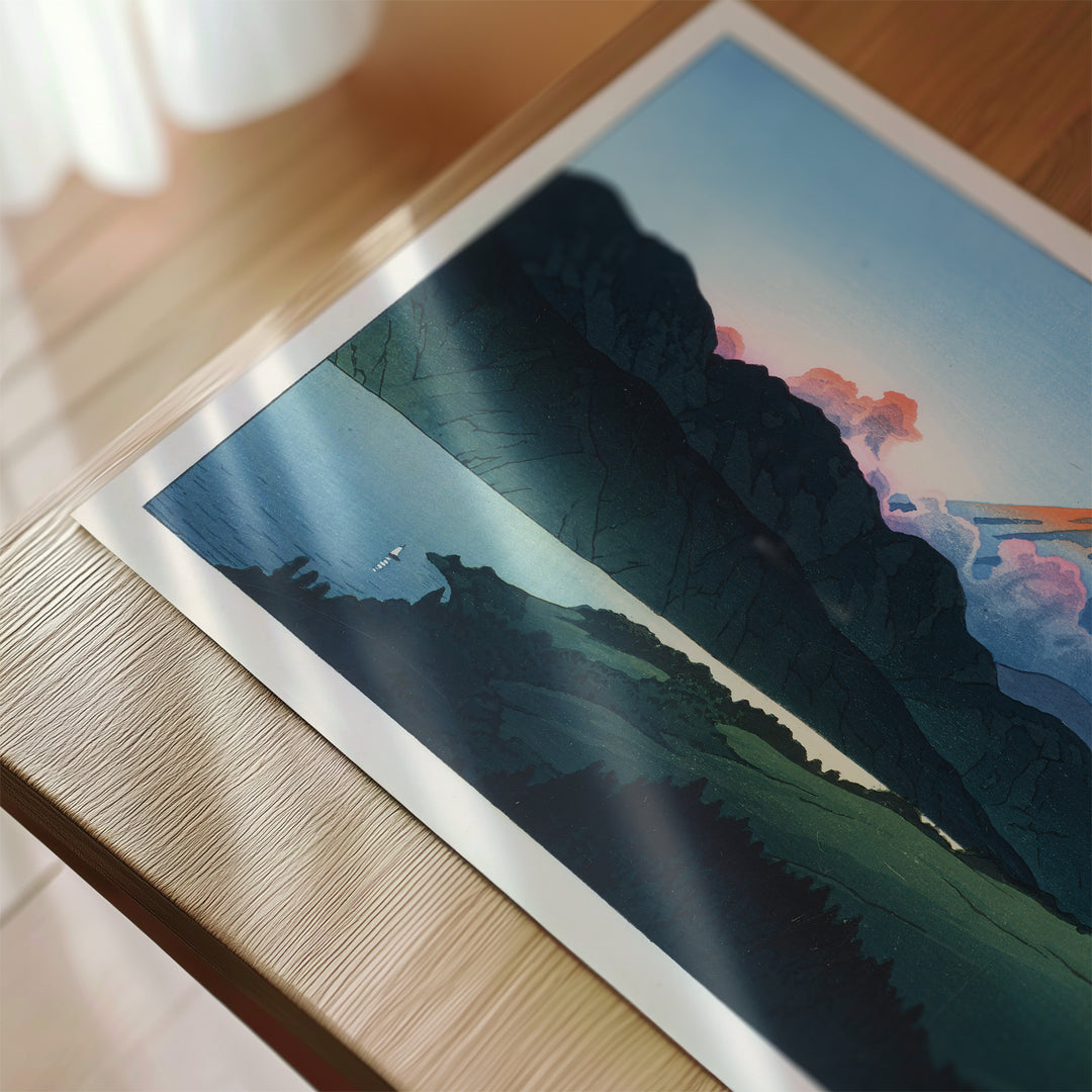 Evening of Mount Fuji from Lake Ashino-ko by Hasui Kawase Poster