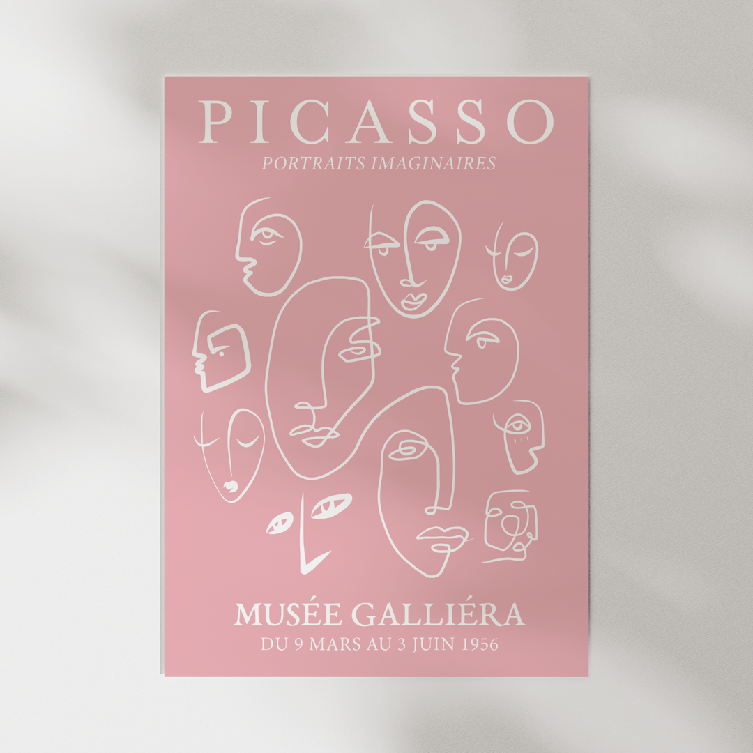 Faces Picasso Pink Poster