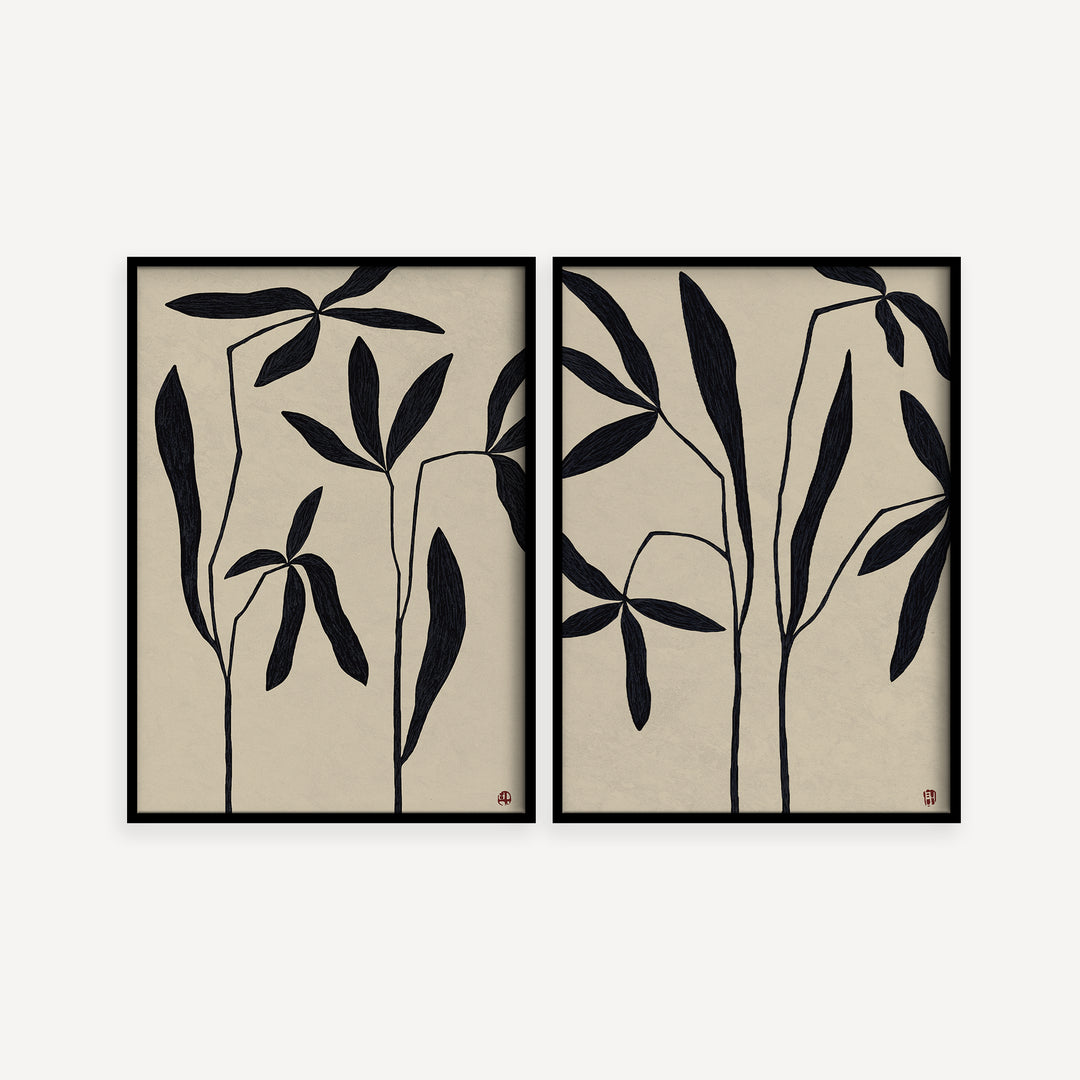 Flowers in Japandi Style Poster Set