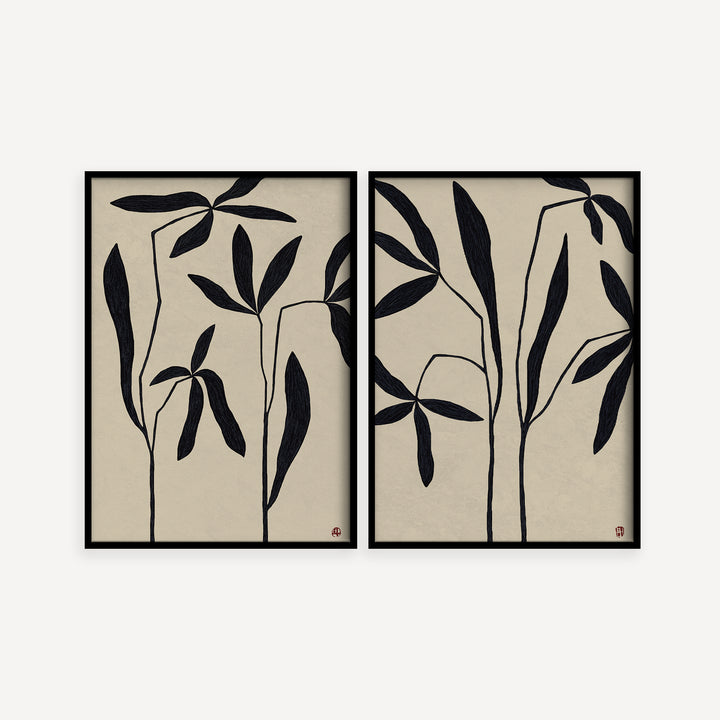 Flowers in Japandi Style Poster Set