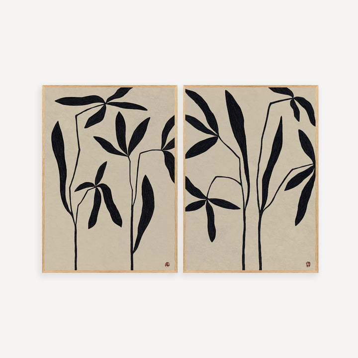 Flowers in Japandi Style Poster Set