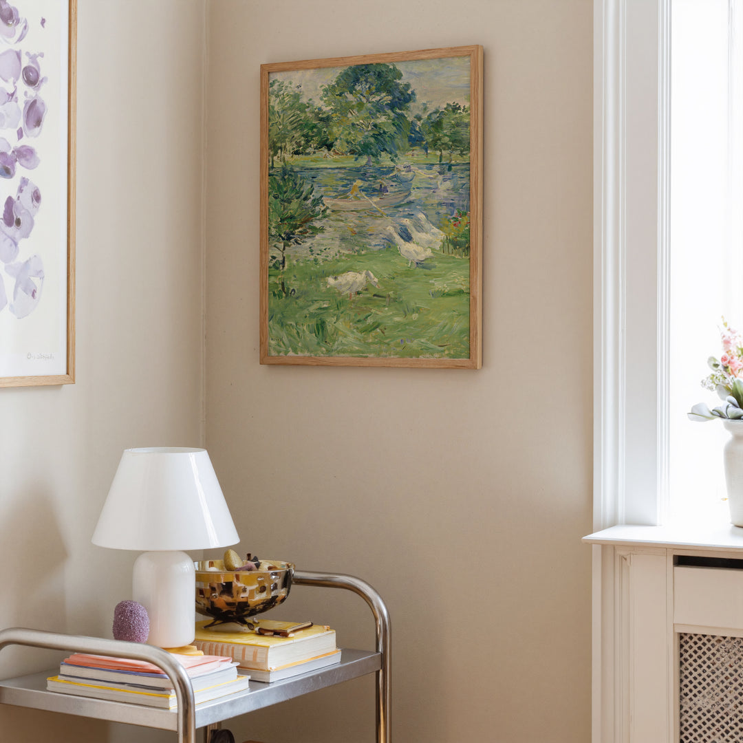 Girl in a Boat with Geese by Berthe Morisot Poster