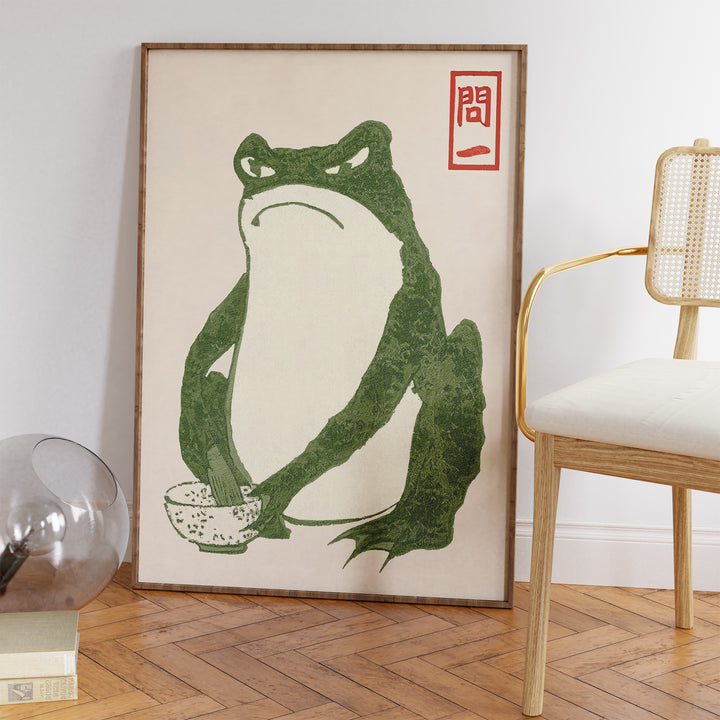 Green Woodblock Frog 2 Poster