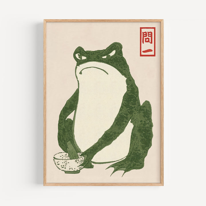 Green Woodblock Frog 2 Poster